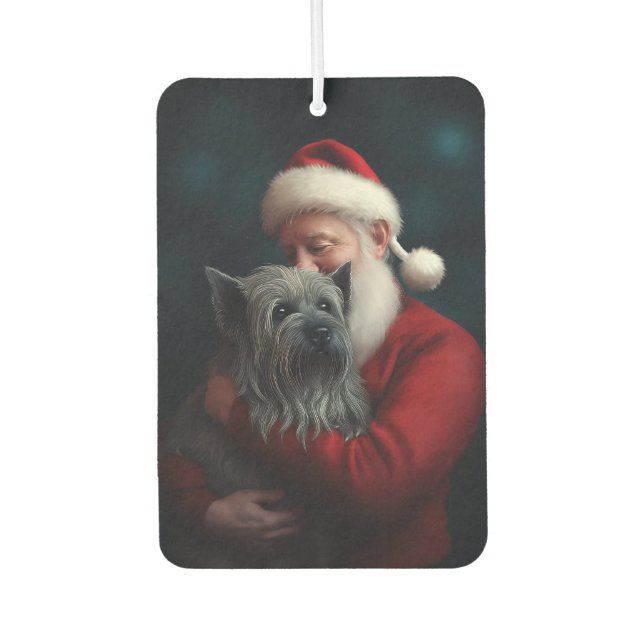 Skye Terrier With Santa Claus Festive Christmas Air Freshener (Front)