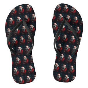 Skye Terrier With Santa Claus Festive Christmas Flip Flops