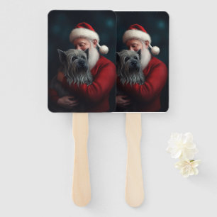 Skye Terrier With Santa Claus Festive Christmas Hand Fan