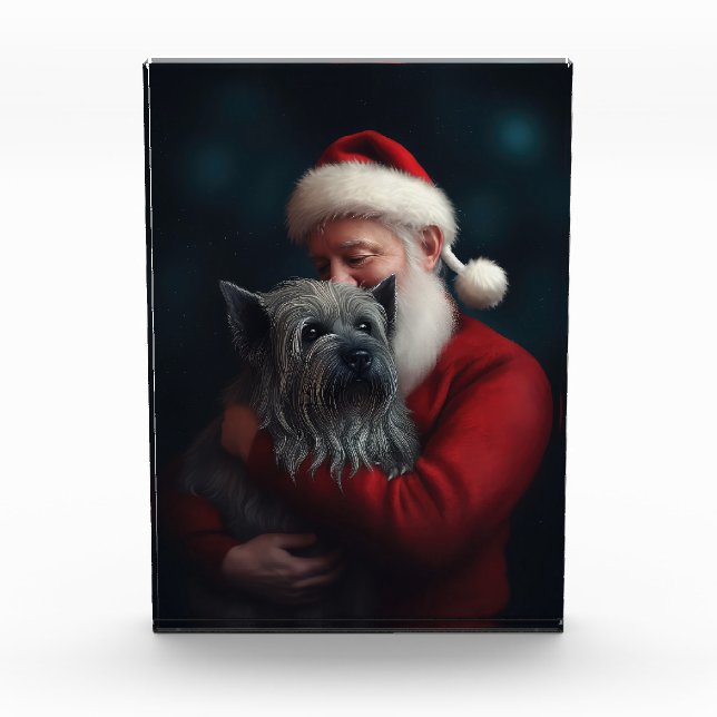 Skye Terrier With Santa Claus Festive Christmas Photo Block (Front)