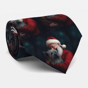 Skye Terrier With Santa Claus Festive Christmas Tie