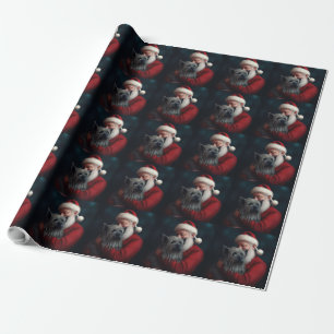 Skye Terrier With Santa Claus Festive Christmas Wrapping Paper