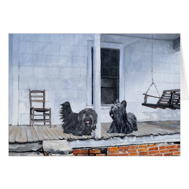 Skye Terriers attend sur le Porch (Devant horizontal)