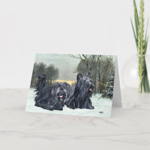 Skye Terriers Snowy Sunset Holiday Card