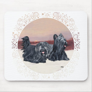 Skye Terriers Walking at Sunset Mouse Pad