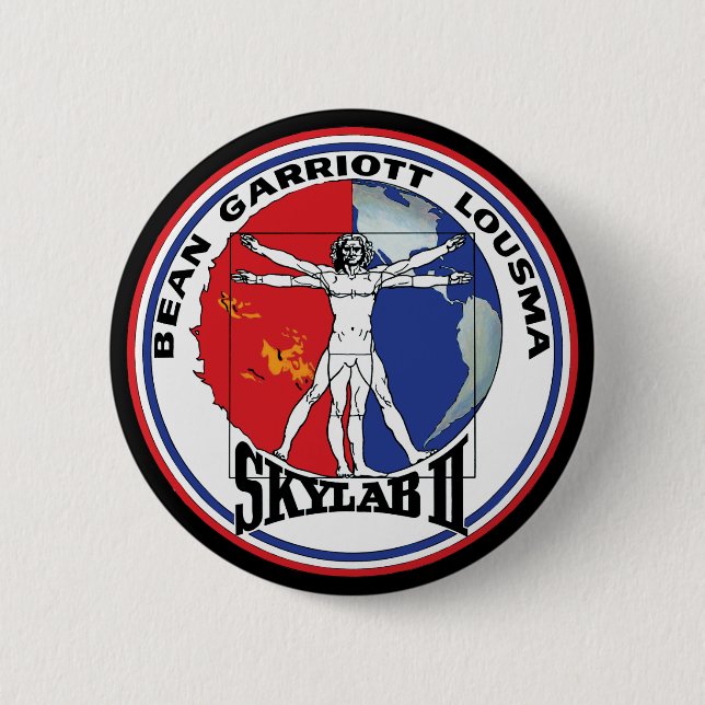 Skylab 2 Vitruvian Man Mission Patch Logo 2 Inch Round Button (Front)