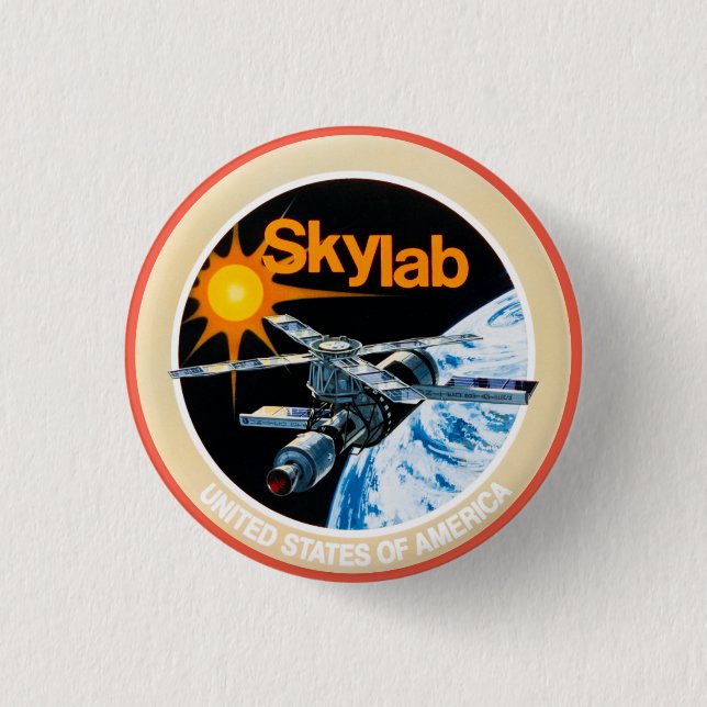 Skylab Program Patch  1 Inch Round Button (Front)