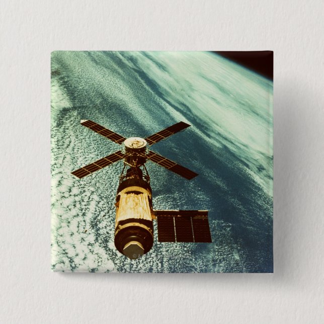 Skylab Space Station in Space 2 Inch Square Button (Front)