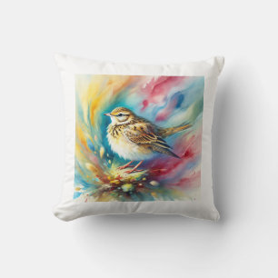 Skylark Songbird 130924AREF138 - Watercolor Throw Pillow