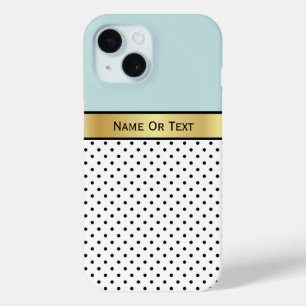 Skylight Pale Blue Aqua Tone White Black Polka Dot iPhone 15 Case