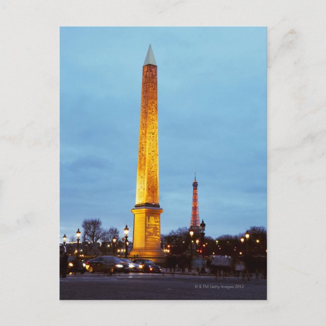Skyline at dusk of 'Place de la Concorde' with Postcard (Front)