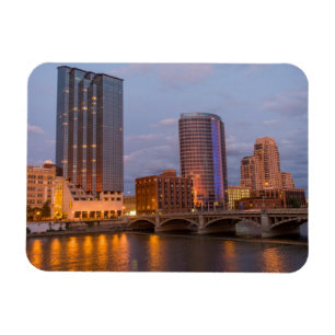 Skyline At Dusk, On The Grand River 2 Magnet