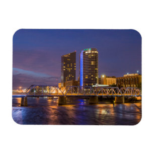 Skyline At Dusk, On The Grand River Magnet