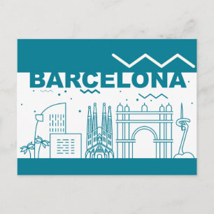 Skyline City Landscape   Barcelona, Spain Postcard