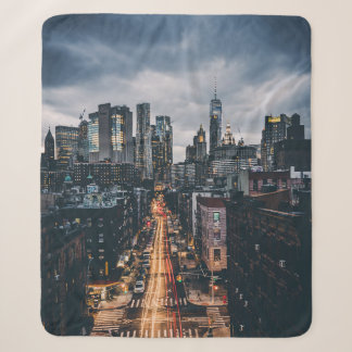 SKYLINE CITY SCENERY VIEW FROM THE MANHATTAN BRIDG SHERPA BLANKET