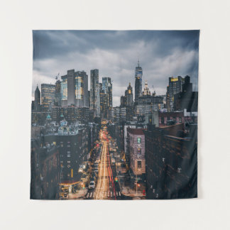 SKYLINE CITY SCENERY VIEW FROM THE MANHATTAN BRIDG TAPESTRY
