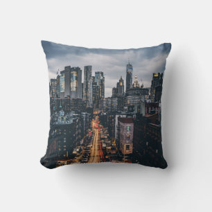 SKYLINE CITY SCENERY VIEW FROM THE MANHATTAN BRIDG THROW PILLOW