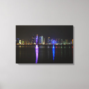Skyline de Doha, Qatar sur papier de toile de nuit