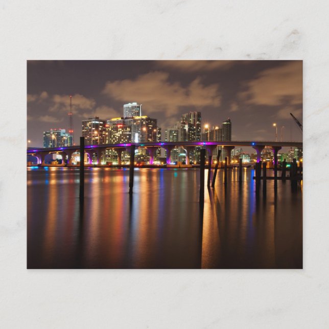 Skyline de Miami la nuit - Carte postale (Devant)