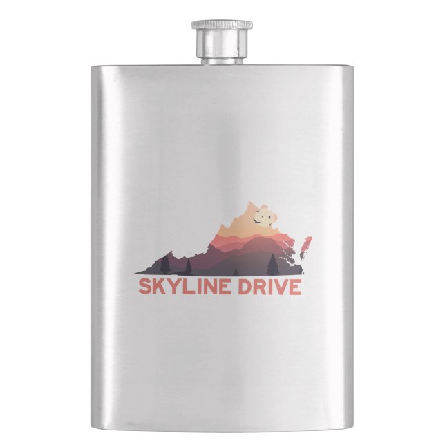 Skyline Drive Shenandoah Virginia Map Hip Flask (Front)