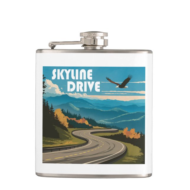 Skyline Drive Virginia Eagle Hip Flask (Front)