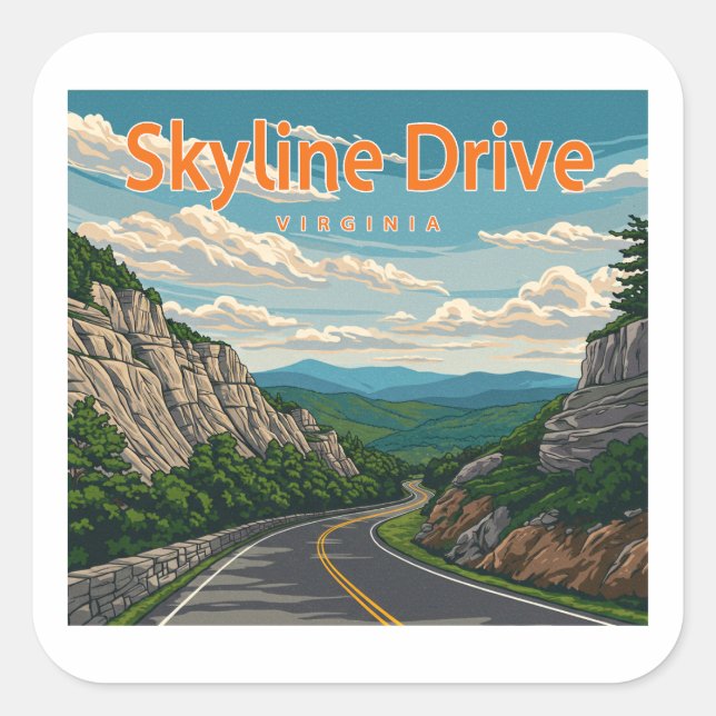 Skyline Drive Virginia Landscape Square Sticker (Front)