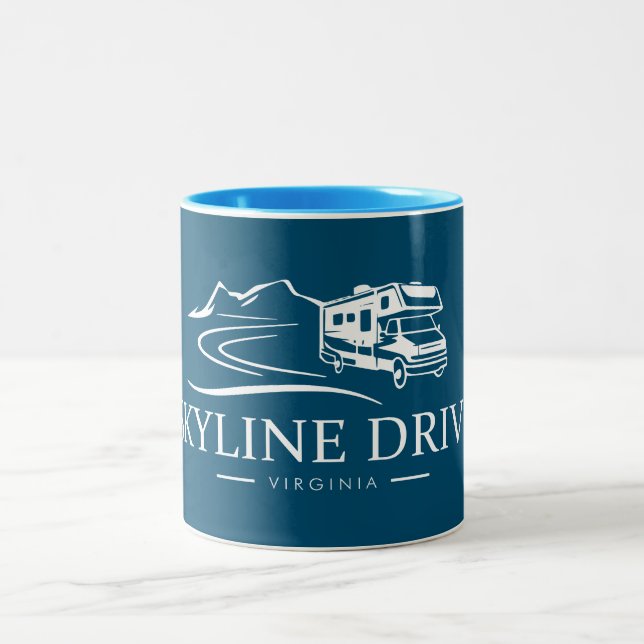 Skyline Drive Virginia Recreational Vehicle Two-Tone Coffee Mug (Center)
