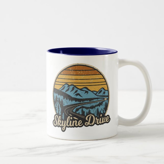 Skyline Drive Virginia Retro Two-Tone Coffee Mug (Right)