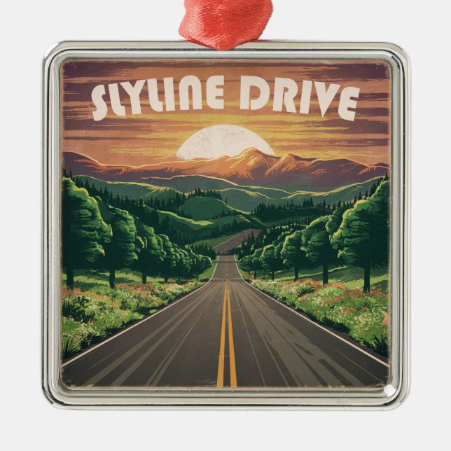 Skyline Drive Virginia Sunset Metal Ornament (Front)