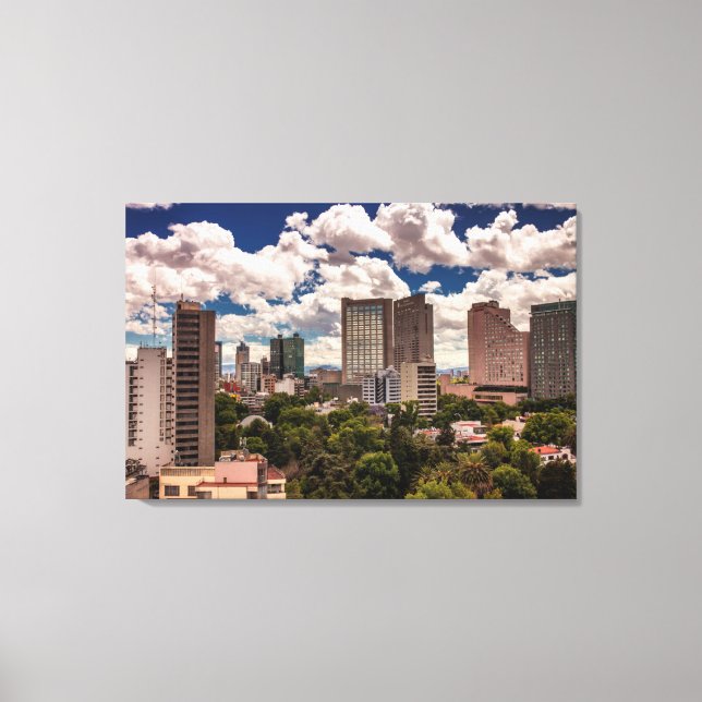 Skyline From The Hotels In Polanco Mexico City Canvas Print (Front)