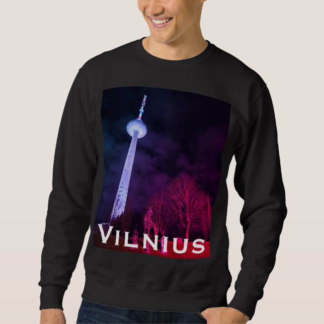 Skyline Glow: Vilnius, Lithuania TV Tower Sweatshirt (Front)