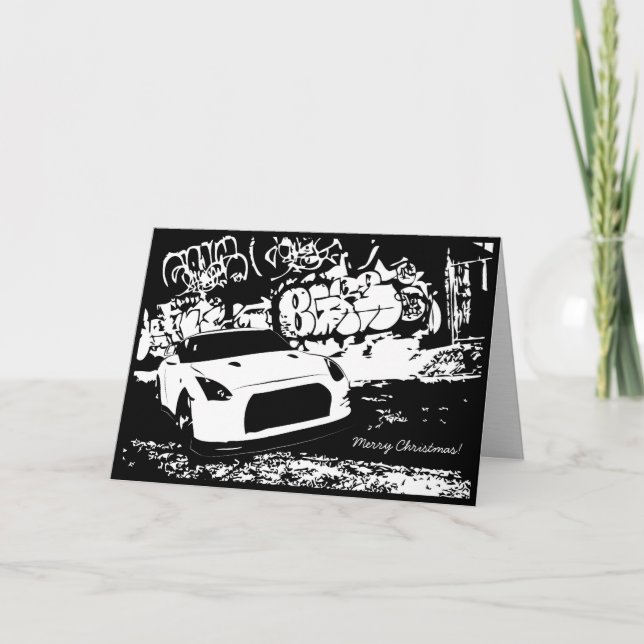 Skyline GTR avec Graffiti CarThème carte de Noël (Devant)