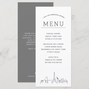 Skyline Las Vegas Menu Dîner mariage