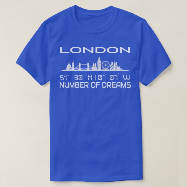 Skyline London Silhouette GPS Coordinates 1 T-Shirt (Design Front)