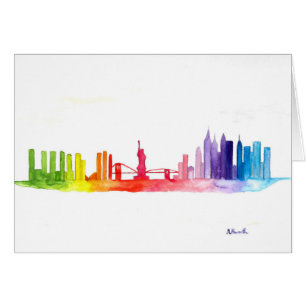 Skyline New York Rainbow watercolor NYC