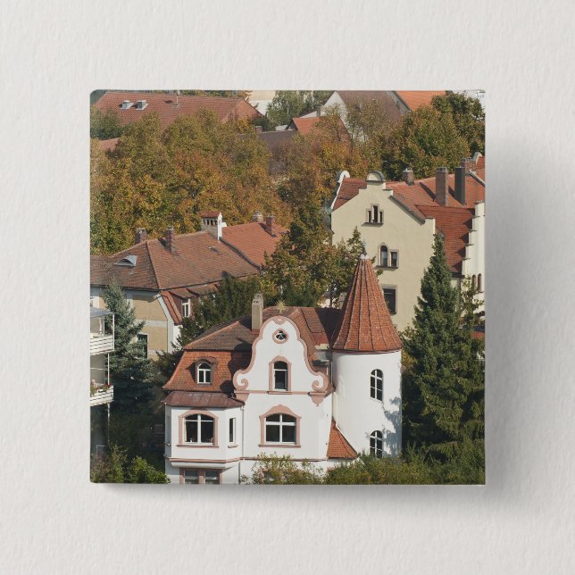 Skyline of Bamberg, Germany 2 Inch Square Button (Front)