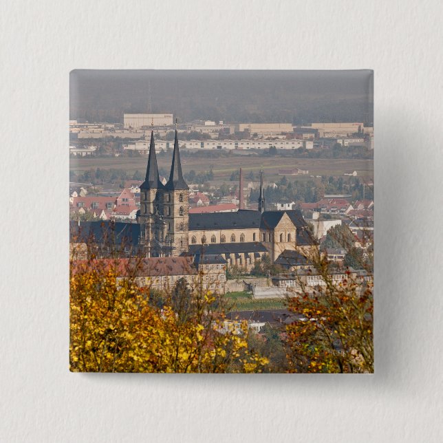 Skyline of Bamberg, Germany 2 Inch Square Button (Front)