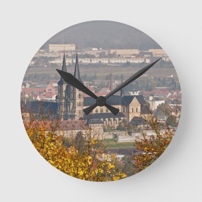 Skyline of Bamberg, Germany Round Clock (Front)