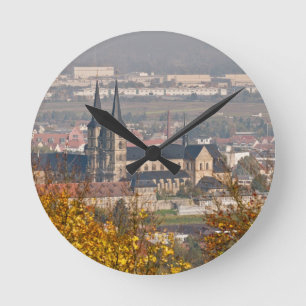 Skyline of Bamberg, Germany Round Clock