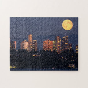 Skyline Of Bellevue From Lake Washington At Dusk Jigsaw Puzzle