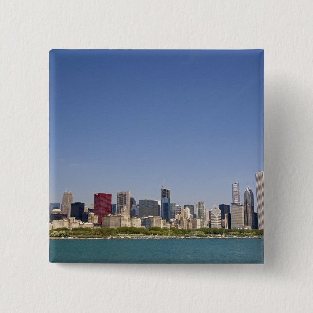 Skyline of Chicago, Illinois, USA. 2 Inch Square Button (Front)