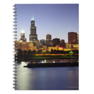 Skyline of downtown Chicago at dusk Notebook