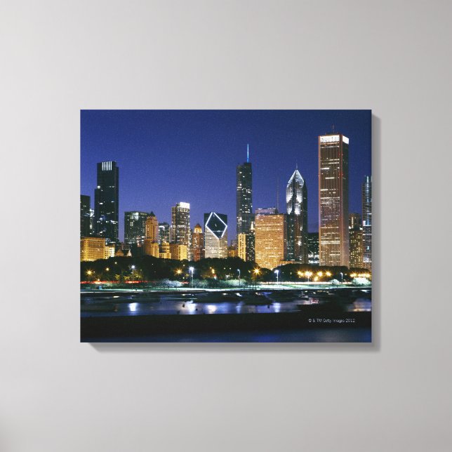Skyline of Downtown Chicago at night Canvas Print (Front)