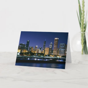 Skyline of Downtown Chicago at night Card