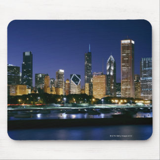 Skyline of Downtown Chicago at night Mouse Pad