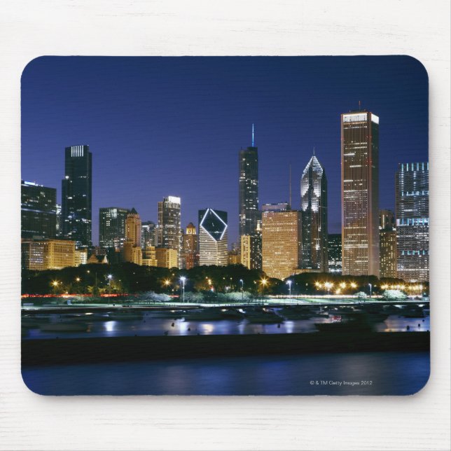 Skyline of Downtown Chicago at night Mouse Pad (Front)