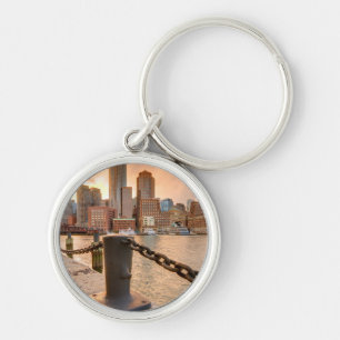 Skyline of Financial District of Boston Keychain