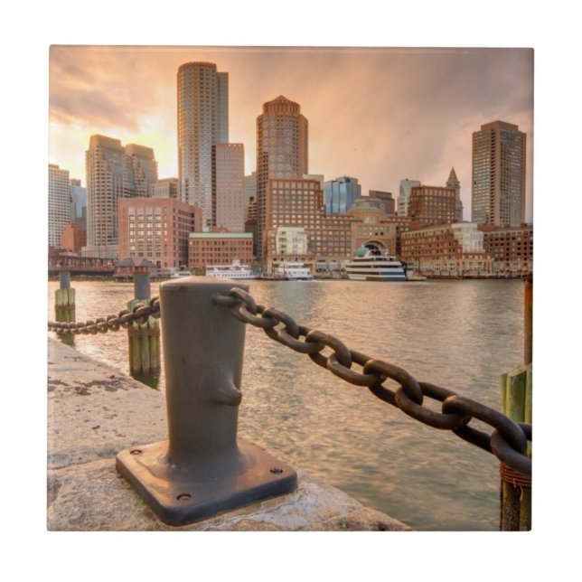 Skyline of Financial District of Boston Tile (Front)