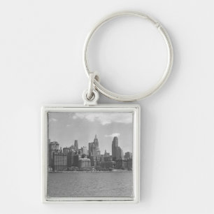 Skyline of Manhattan New York USA B&W Keychain