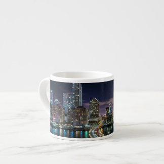 Skyline of Miami city with bridge at night Espresso Cup